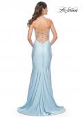 Picture of: Chic Jersey Dress with Draped Neck and Open Back in Cloud Blue, Style: 31878, Back Picture