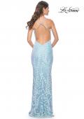 Picture of: Fitted Print Sequin Pastel Prom Dress in Cloud Blue, Style: 31944, Back Picture