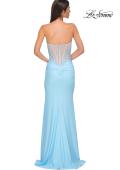 Picture of: Strapless Prom Dress with Unique Rhinestone Design Top in Cloud Blue, Style 32961, Back Picture