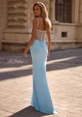 Picture of: Prom Dress with Corset Top and Sheer Illusion Back in Cloud Blue, Style 32962, Back Picture