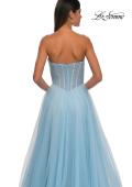 Picture of: Strapless A-line Tulle Dress with Floral Waist Detail in Cloud Blue, Style: 32789, Detail Picture 23