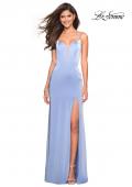 Picture of: Form Fitting Prom Dress with Tape Beaded Straps in Cloud Blue, Style: 27060, Detail Picture 1