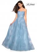 Picture of: Strapless Long Ball Gown with Floral Printed Design in Cloud Blue, Style: 27324, Detail Picture 1