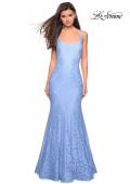 Picture of: Stretch Lace Mermaid Prom Dress with Cut Out Back in Cloud Blue, Style: 27484, Back Picture