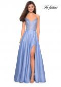 Picture of: Long Mikado Gown with Rhinestone Bodice and Slit in Cloud Blue, Style: 27634, Detail Picture 1