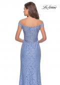 Picture of: Beaded Lace Prom Dress with Off the Shoulder Detail in Cloud Blue, Style: 28301, Detail Picture 1