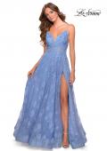 Picture of: Floral A-line Prom Gown with Sheer Bodice and Pockets in Cloud Blue, Style: 28386, Detail Picture 1