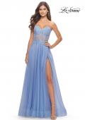 Picture of: Rhinestone Tulle Gown with Sheer Lace Bodice in Cloud Blue, Style: 31367, Detail Picture 1