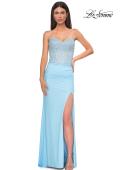 Picture of: Strapless Prom Dress with Unique Rhinestone Design Top in Cloud Blue, Style 32961, Detail Picture 1