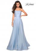 Picture of: Strapless Satin Gown with Ruching and Pockets in Cloud Blue, Style: 27130, Detail Picture 2