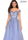 Picture of: Off the Shoulder Tulle Gown with BEaded Embellishments in Cloud Blue, Style: 27595, Detail Picture 2