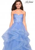 Picture of: Strapless Tulle Prom Gown with Lace Embellishments in Cloud Blue, Style: 27620, Detail Picture 2