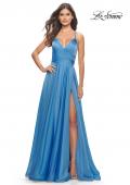 Picture of: Chiffon Prom Dress with Ruched Bodice and Slit in Cloud Blue, Style: 30840, Detail Picture 2