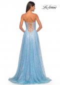 Picture of: Sequin Rhinestone A-Line Tulle Sweetheart Gown with Lace Up Back in Cloud Blue, Style: 32136, Detail Picture 2