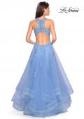 Picture of: Racer Back Lace Embellished Floor Length Ball Gown in Cloud Blue, Style: 27603, Detail Picture 3