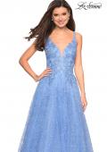 Picture of: A-Line Tulle Ball Gown with Strappy Open Back in Cloud Blue, Style: 27719, Detail Picture 3