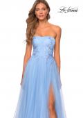 Picture of: Strapless Tulle Gown with Floral Embellishments in Cloud Blue, Style: 28586, Detail Picture 3