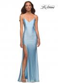 Picture of: Rhinestone Strap Simple Long Jersey Dress in Blue, Style: 30435, Detail Picture 3