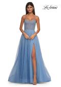 Picture of: Cute A-line Prom Dress with Pearl and Rhinestone Tulle in Cloud Blue, Style: 32644, Detail Picture 3