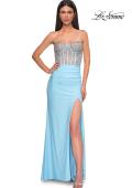 Picture of: Fabulous Prom Dress with Rhinestone Corset Bodice and Simple Skirt in Cloud Blue, Style 32669, Detail Picture 3