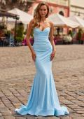 Picture of: Strapless Ruched Mermaid Gown with Lace-Up Back in Cloud Blue, Style: 33360, Detail Picture 3