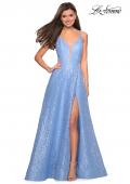 Picture of: Lace Prom Dress with Illusion Neckline and Slit in Cloud Blue, Style: 27612, Detail Picture 4