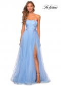 Picture of: Strapless Tulle Gown with Floral Embellishments in Cloud Blue, Style: 28586, Detail Picture 4