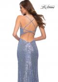 Picture of: Sequin Dress with Square Neckline and Open Back in Cloud Blue, Style 29676, Detail Picture 4