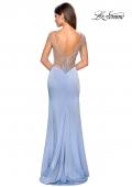 Picture of: Long Gown with Intricate Tape Beading and Illusion Detail in Cloud Blue, Style: 27081, Detail Picture 5