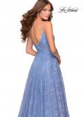 Picture of: Floral A-line Prom Gown with Sheer Bodice and Pockets in Cloud Blue, Style: 28386, Detail Picture 5
