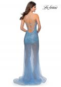 Picture of: Sheer Tulle Rhinestone Dress with Attached Shorts in Cloud Blue, Style: 28806, Detail Picture 5