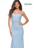 Picture of: Jewel Embellished Long Jersey Gown with Train in Cloud Blue, Detail Picture 5