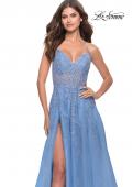 Picture of: A-Line Tulle Prom Dress with Lace Applique Sheer Bodice in Cloud Blue, Style: 31284, Detail Picture 5
