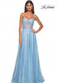 Picture of: Sequin Rhinestone A-Line Tulle Sweetheart Gown with Lace Up Back in Cloud Blue, Style: 32136, Detail Picture 5