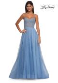 Picture of: Cute A-line Prom Dress with Pearl and Rhinestone Tulle in Cloud Blue, Style: 32644, Detail Picture 5
