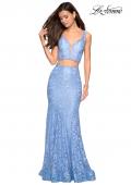 Picture of: Two Piece Lace Prom Dress with Rhinestones in Cloud Blue, Style: 27302, Detail Picture 6
