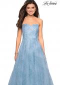 Picture of: Strapless Long Ball Gown with Floral Printed Design in Cloud Blue, Style: 27324, Detail Picture 6