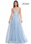 Picture of: Gorgeous Lace A-Line Dress with Rhinestone Lace Details in Cloud Blue, Style: 32111, Detail Picture 6