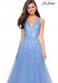 Picture of: Racer Back Lace Embellished Floor Length Ball Gown in Cloud Blue, Style: 27603, Detail Picture 7