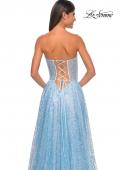 Picture of: Sequin Rhinestone A-Line Tulle Sweetheart Gown with Lace Up Back in Cloud Blue, Style: 32136, Detail Picture 7
