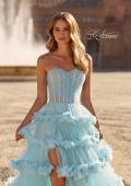 Picture of: Tiered Ruffle Gown with Strapless Corset Bodice and Rhinestones in Cloud Blue, Style: 33812, Detail Picture 7
