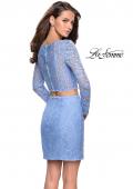 Picture of: Long Sleeve Two Piece Dress with Rhinestone Detail in Cloud Blue, Style: 26767, Back Picture