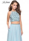 Picture of: Long Two Piece Dress with Beading and Strappy Back in Cloud Blue, Style: 25469, Main Picture