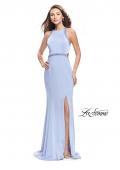 Picture of: Long Jersey Prom Dress with High Neck and Cut Outs in Cloud Blue, Style: 26069, Main Picture