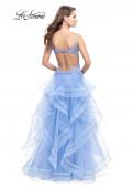 Picture of: Ball Gown with Tulle Skirt and Beaded Lace Bodice in Cloud Blue, Style: 26148, Back Picture