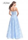 Picture of: Long Strapless Lace Ball Gown with Beading and Pockets in Cloud Blue, Style: 26338, Back Picture