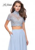 Picture of: Two Piece Dress with Beaded Lace Top and Sheer Back in Cloud Blue, Style: 25401, Detail Picture 1