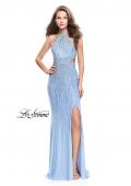 Picture of: Metallic Beaded Prom Dress with High Neck and Cut Outs in Cloud Blue, Style: 26057, Detail Picture 1