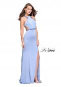 Picture of: Beaded Form Fitting Long Prom Dress with Leg Slit in Cloud Blue, Style: 26129, Detail Picture 1