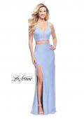 Picture of: Satin Two Piece Prom Dress with Leg Slit and Racer Back in Cloud Blue, Style: 25599, Detail Picture 2